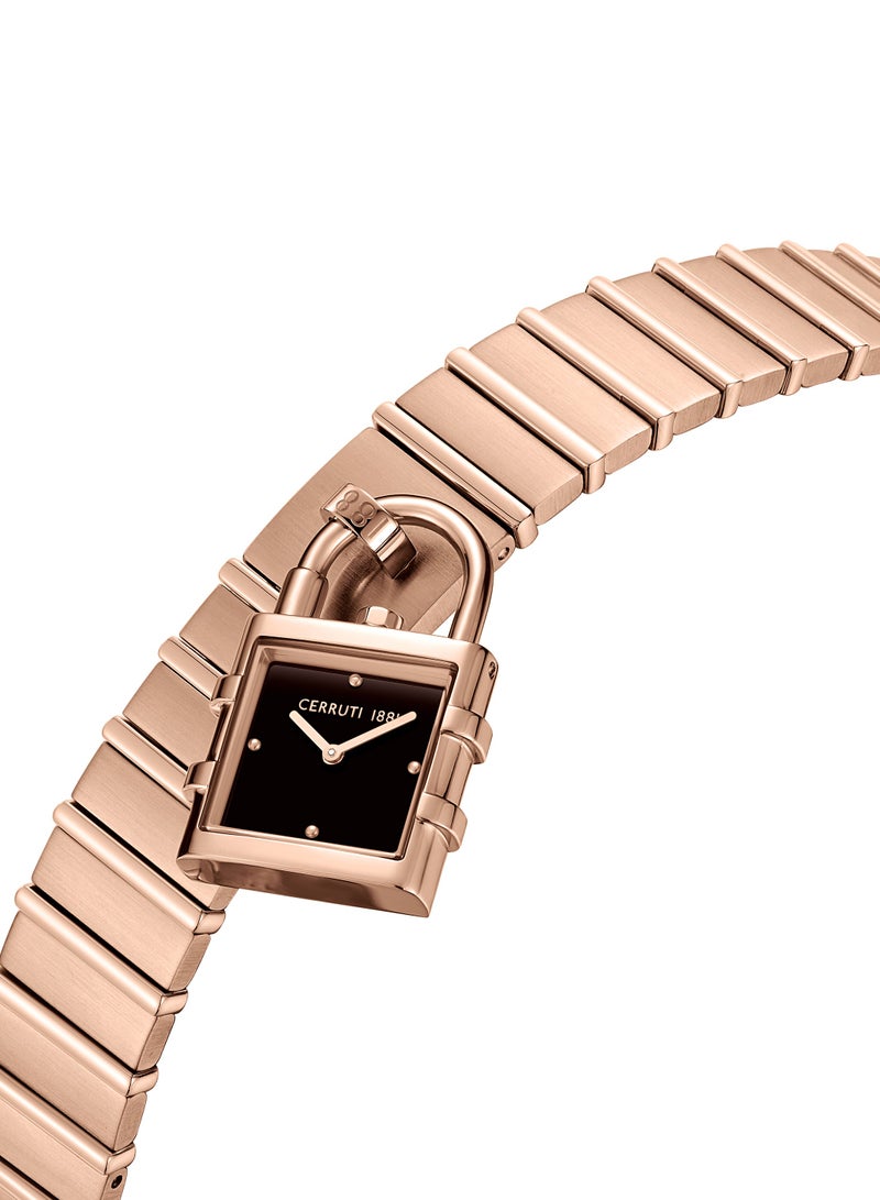 CERRUTI 1881 Women's Adria Analog Watch - Lock Shaped Dial, Brown Dial, Bracelet  - Image 2