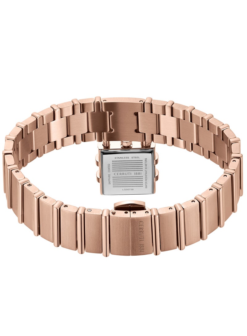 CERRUTI 1881 Women's Adria Analog Watch - Lock Shaped Dial, Brown Dial, Bracelet  - Image 3