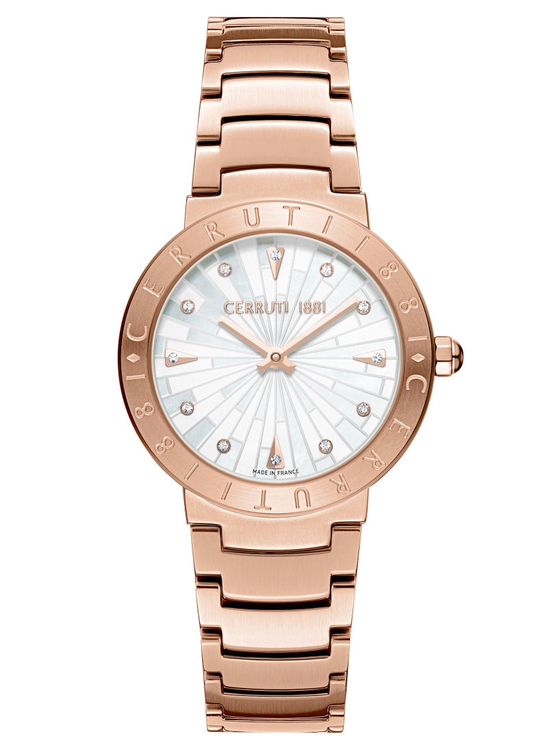 CERRUTI 1881 Women's Cerruti 1881 Filiano Analog Women's Watch - White Mother of Pearl Dial, Gold Rose Topring, Bracelet  - Image 1