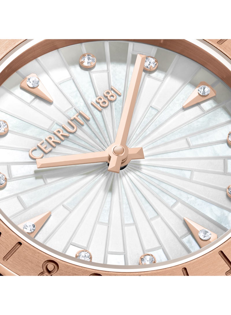 CERRUTI 1881 Women's Cerruti 1881 Filiano Analog Women's Watch - White Mother of Pearl Dial, Gold Rose Topring, Bracelet  - Image 2
