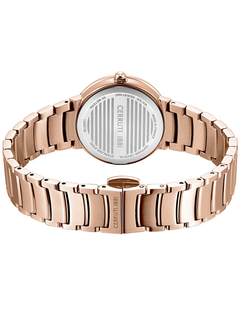 CERRUTI 1881 Women's Cerruti 1881 Filiano Analog Women's Watch - White Mother of Pearl Dial, Gold Rose Topring, Bracelet  - Image 4