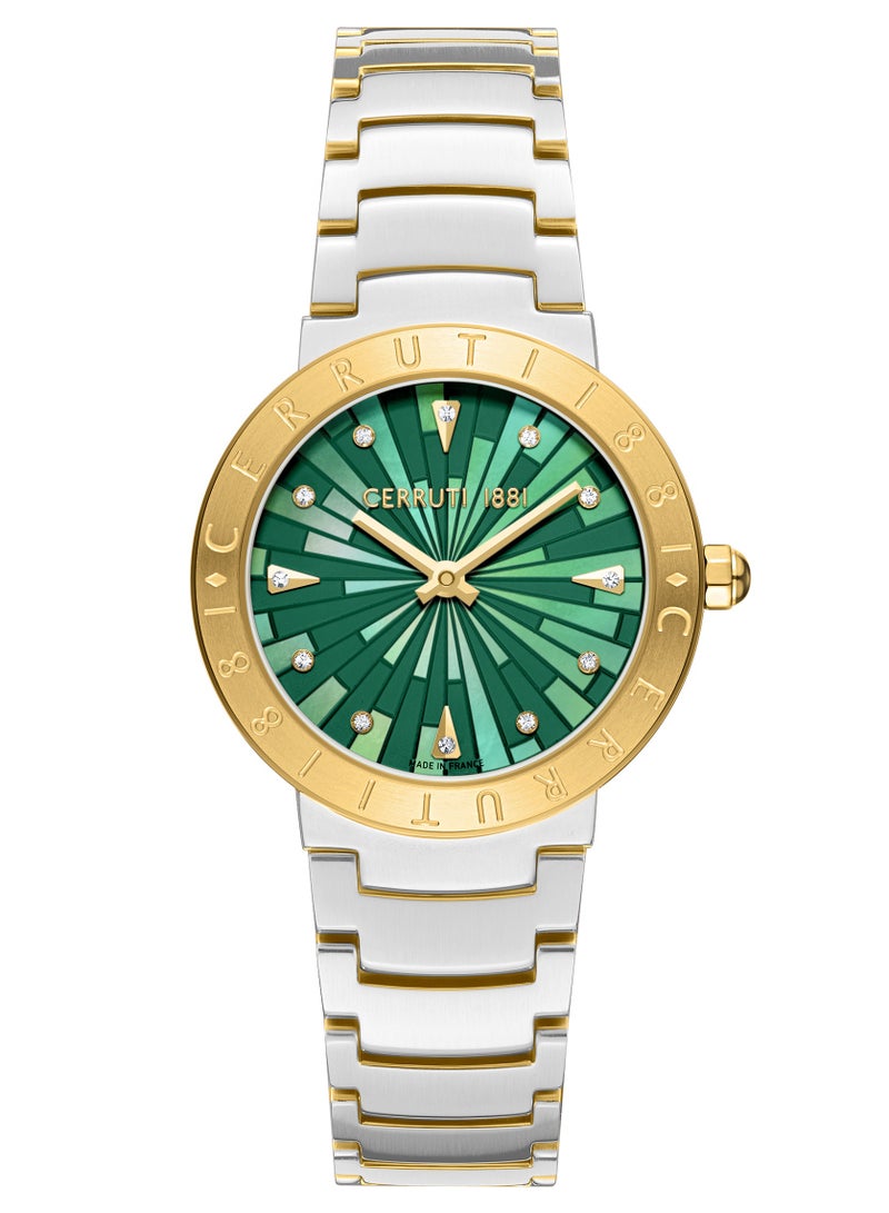 CERRUTI 1881 Women's Cerruti 1881 Filiano Women's Watch - Dark Green Mother of Pearl Dial, Gold Plated Topring, Bracelet  - Image 1