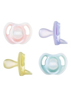تومي تيبي Pack Of 4 Ultra-Light Silicone Pacifier, Symmetrical One-Piece Design, Bpa-Free Silicone Binkies, 6-18 Months  - Image 1