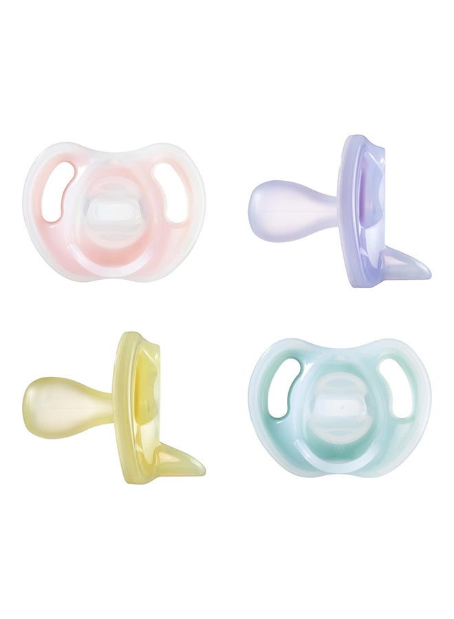 tommee tippee Pack Of 4 Ultra-Light Silicone Pacifier, Symmetrical One-Piece Design, Bpa-Free Silicone Binkies, 6-18 Months  - Image 1