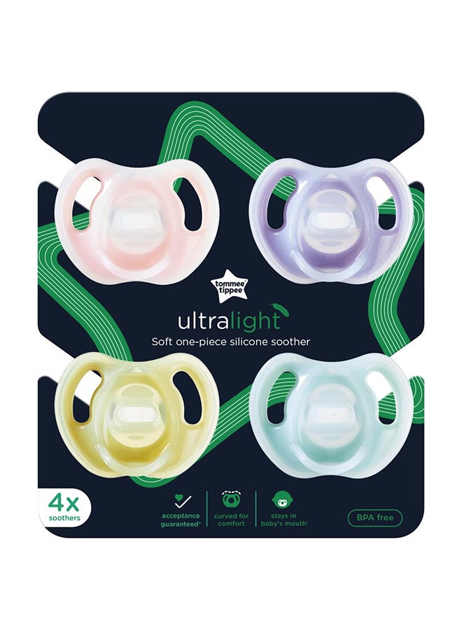 tommee tippee Pack Of 4 Ultra-Light Silicone Pacifier, Symmetrical One-Piece Design, Bpa-Free Silicone Binkies, 6-18 Months  - Image 3