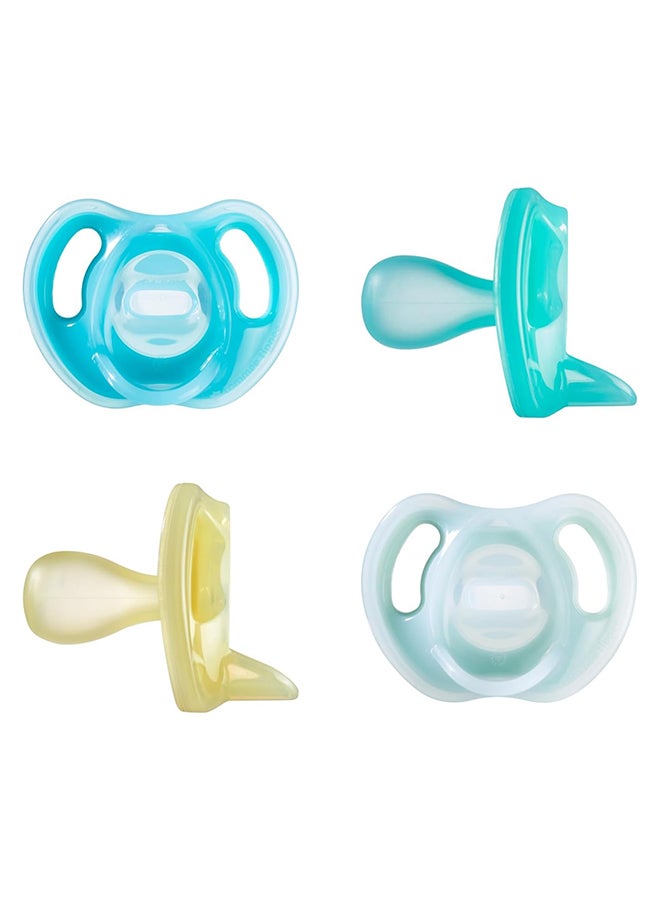 تومي تيبي Ultra-Light Silicone Pacifier, Symmetrical One-Piece Design, Bpa-Free Silicone Binkies, 6 - 18 Months, 4 Pieces  - Image 1