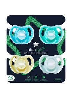 تومي تيبي Ultra-Light Silicone Pacifier, Symmetrical One-Piece Design, Bpa-Free Silicone Binkies, 6 - 18 Months, 4 Pieces  - Image 3