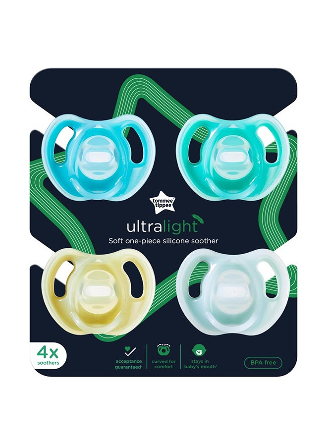 تومي تيبي Ultra-Light Silicone Pacifier, Symmetrical One-Piece Design, Bpa-Free Silicone Binkies, 6 - 18 Months, 4 Pieces  - Image 3