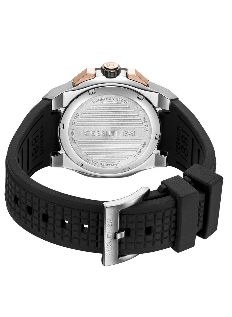 CERRUTI 1881 Men's Razzuolo Multifunction Watch - Chocolate Brown Gradient Dial, Brown Silicone Strap - Image 4