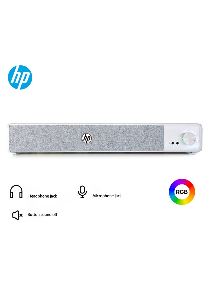 HP WS1 Plus Wired Computer Speaker Bluetooth Speaker TV, Office Home Desktop Desktop Subwoofer Bluetooth / Wired Dual Mode, Dual Speakers, Bass Diaphragm External Microphone Jack(CN Version) White - Image 3