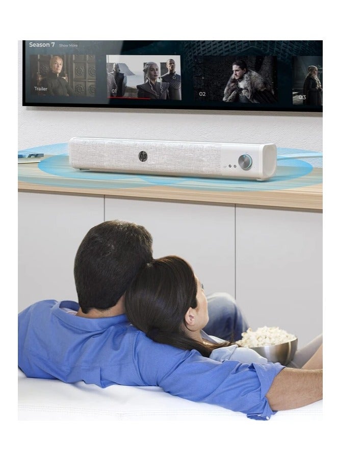 HP WS1 Plus Wired Computer Speaker Bluetooth Speaker TV, Office Home Desktop Desktop Subwoofer Bluetooth / Wired Dual Mode, Dual Speakers, Bass Diaphragm External Microphone Jack(CN Version) White - Image 4