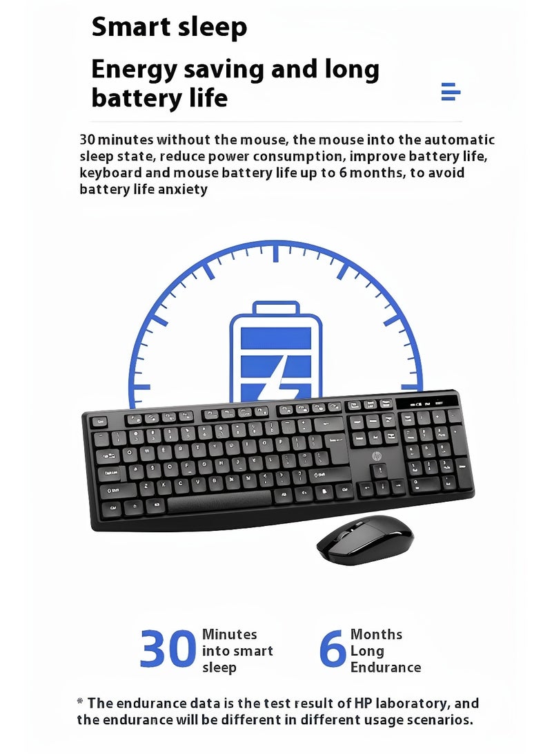 HP - CS10L 2.4GHz Wireless Keyboard & Mouse Combo, Reliable Wireless Connection, Quiet Keys, Ergonomic Design for Business & Home Black - Image 1