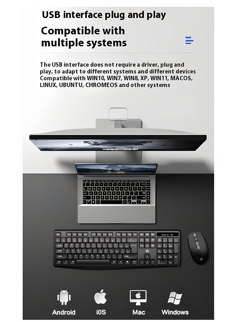 HP - CS10L 2.4GHz Wireless Keyboard & Mouse Combo, Reliable Wireless Connection, Quiet Keys, Ergonomic Design for Business & Home Black - Image 1