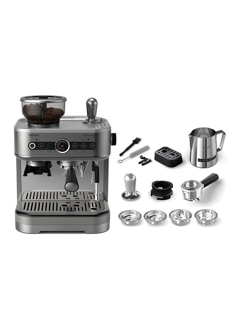 Philips - Barista Brew Semi-Automatic Espresso Machine, 280 G Dual Bean Container, 58 Mm Stainless Steel Portafilter, Premium Calibrated Tamper, Pid Temperature Control And Pre-Infusion,Metal Conical Burr Grinder With 15 Grind Sizes,15 Bar Pressure 450 ml 1350 W PSA3228/01 Silver - Image 1