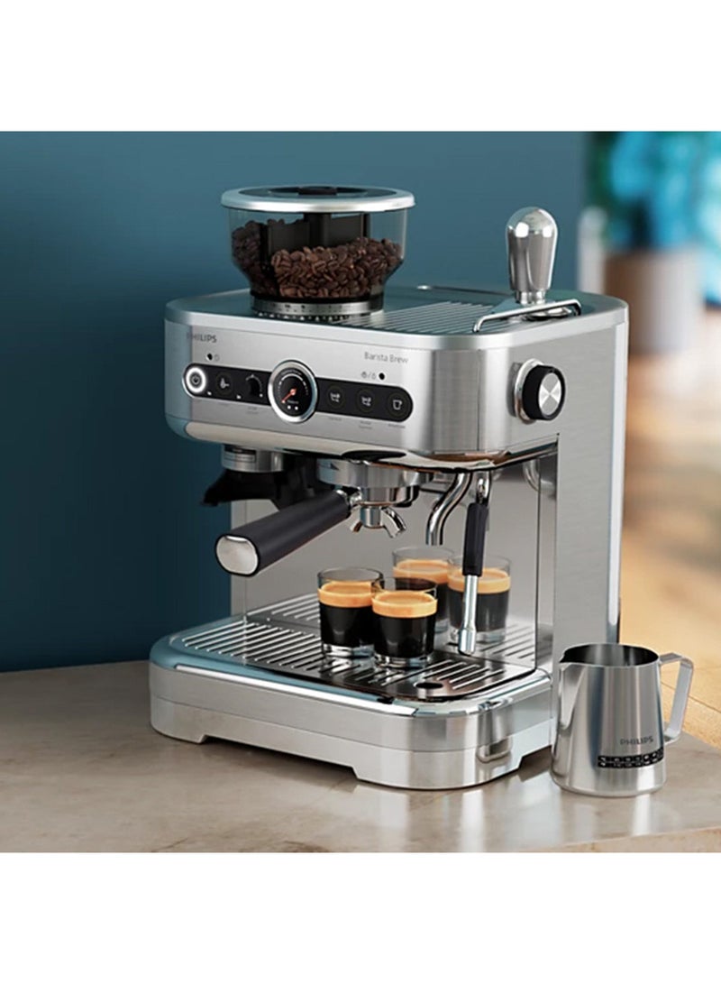 Philips - Barista Brew Semi-Automatic Espresso Machine, 280 G Dual Bean Container, 58 Mm Stainless Steel Portafilter, Premium Calibrated Tamper, Pid Temperature Control And Pre-Infusion,Metal Conical Burr Grinder With 15 Grind Sizes,15 Bar Pressure 450 ml 1350 W PSA3228/01 Silver - Image 1