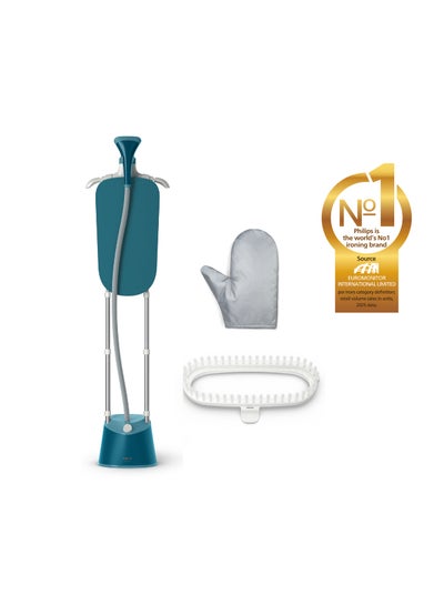 Philips Garment Steamer 1000 Series - 1800W, 1.8L Detachable Tank, 3 Steam Setting, 36 g/min, Integrated Stylemat, Blue - STE1040/26 1.8 L 1800 W STE1040/26 blue