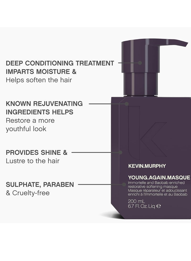 KEVIN.MURPHY - KEVIN.MURPHY YOUNG.AGAIN.MASQUE - Hair Masque for Damaged Hair - For Dry, Damaged, Brittle Hair - Deep Conditioning Masque - With Immortelle & Baobab Seed Oil - 200 mL / 6.7 fl oz - Image 1