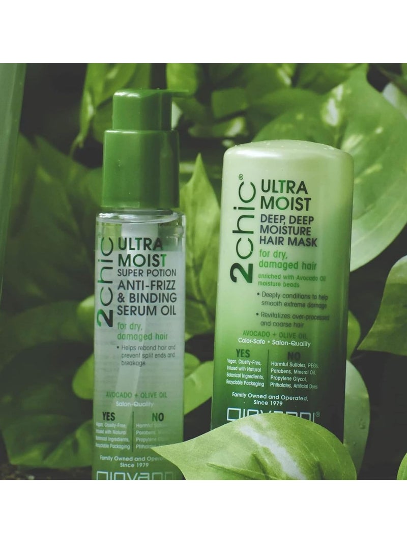 GIOVANNI 2chic Ultra-Moist Dual Action Protective Leave-In Spray - Protects from Heat Styling Breakage, Avocado & Olive Oil, Aloe Vera, Shea Butter, Botanical Extracts, No Parabens, Color Safe 4 fl oz - Image 2