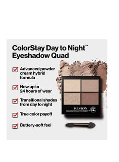 Revlon Revlon ColorStay Day to Night Eyeshadow Quad, Longwear Shadow Palette with Transitional Shades and Buttery Soft Feel, Crease & Smudge Proof 16 Oz 530 Seductive  - Image 3