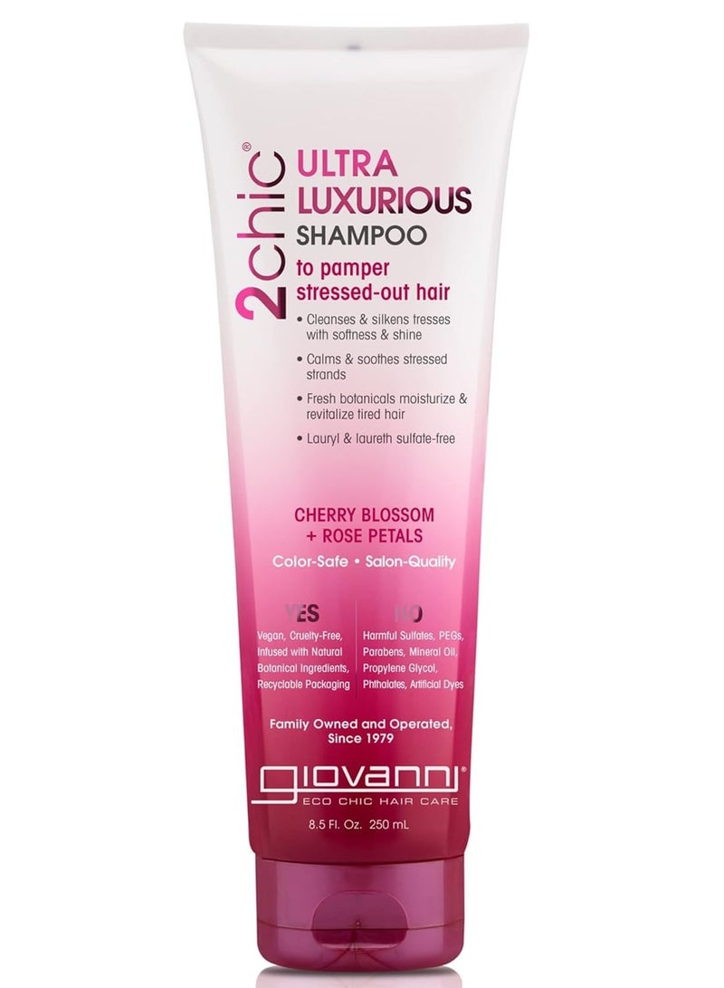 Giovanni GIOVANNI 2chic Ultra-Luxurious Shampoo - Shampoo for Curly & Wavy Hair, Aloe Vera, Pro-Vitamin B5, Lauryl & Laureth Sulfate Free, No Parabens, Color Safe, Cherry Blossom & Rose Petal - 8.5 oz (1 Pack)  - Image 1