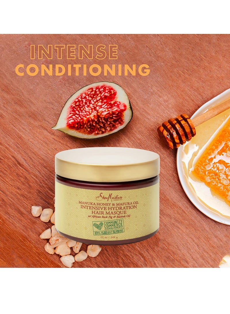 SheaMoisture SheaMoisture Hair Mask Moisturizer, Manuka Honey & Mafura Oil, Intensive Hydration Hair Masque, Curly Hair Products, Coconut Oil, Organic Shea Butter, African Rock Fig & Baobab Oil (2 Pack-12 Oz Ea) - Image 2