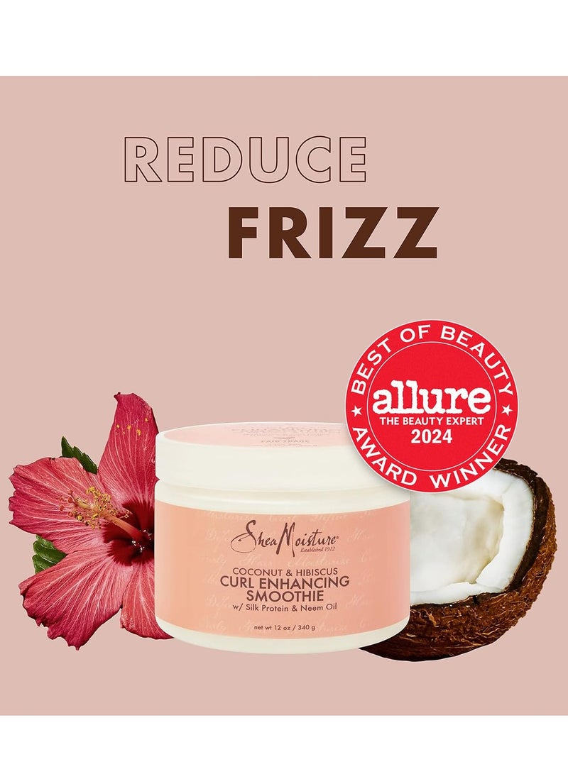 SheaMoisture - Shea Moisture Curl Enhancing Smoothie, Coconut & Hibiscus Curl Cream with Shea Butter & Coconut Oil for Curly Hair Care, Frizz Control, Curl Defining Cream, Leave-In Conditioner 12 Fl Oz (Pack of 2) - Image 1