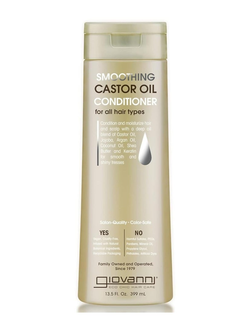 Giovanni GIOVANNI Smoothing Castor Oil Conditioner All Hair Types, Moisturize Hair & Scalp, Hydrate & Tame Frizz, Jojoba, Argan Oil, Coconut Oil, Shea Butter, Keratin 13.5 fl oz  - Image 1
