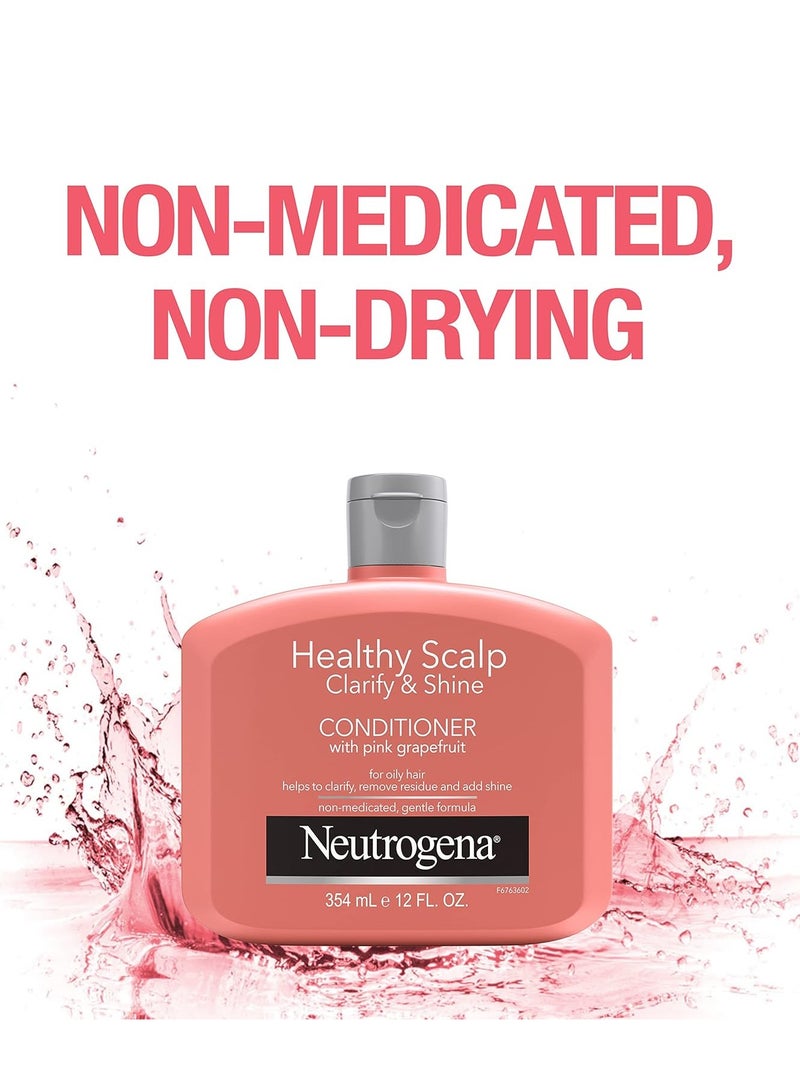 Neutrogena - Neutrogena Exfoliating Healthy Scalp Clarify & Shine Conditioner for Oily Hair and Scalp, Anti-Residue Conditioner with Pink Grapefruit, Paraben & Phthalate-Free, Color-Safe 12 fl oz - Image 1