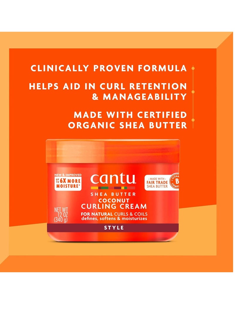 Cantu Cantu Coconut Curling Cream 12 oz & Grow Strong Strengthening Treatment 6 oz Bundle 6 Fluid Ounces, 12 Fluid Ounces  - Image 3