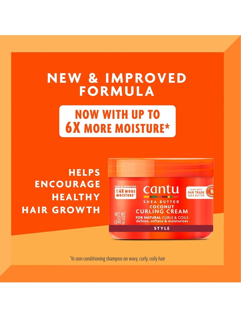 Cantu Cantu Coconut Curling Cream 12 oz & Grow Strong Strengthening Treatment 6 oz Bundle 6 Fluid Ounces, 12 Fluid Ounces  - Image 2