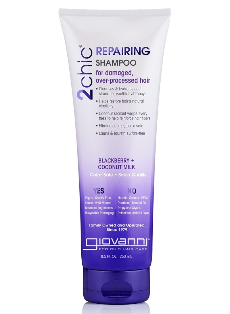 Giovanni GIOVANNI 2chic Ultra-Repairing Shampoo Set - For Damaged, Over-Processed Hair, Helps Restore Hair's Natural Elasticity, Blackberry & Coconut Oil, Argan, Shea Butter, Color Safe - 8.5 oz Each  - Image 1