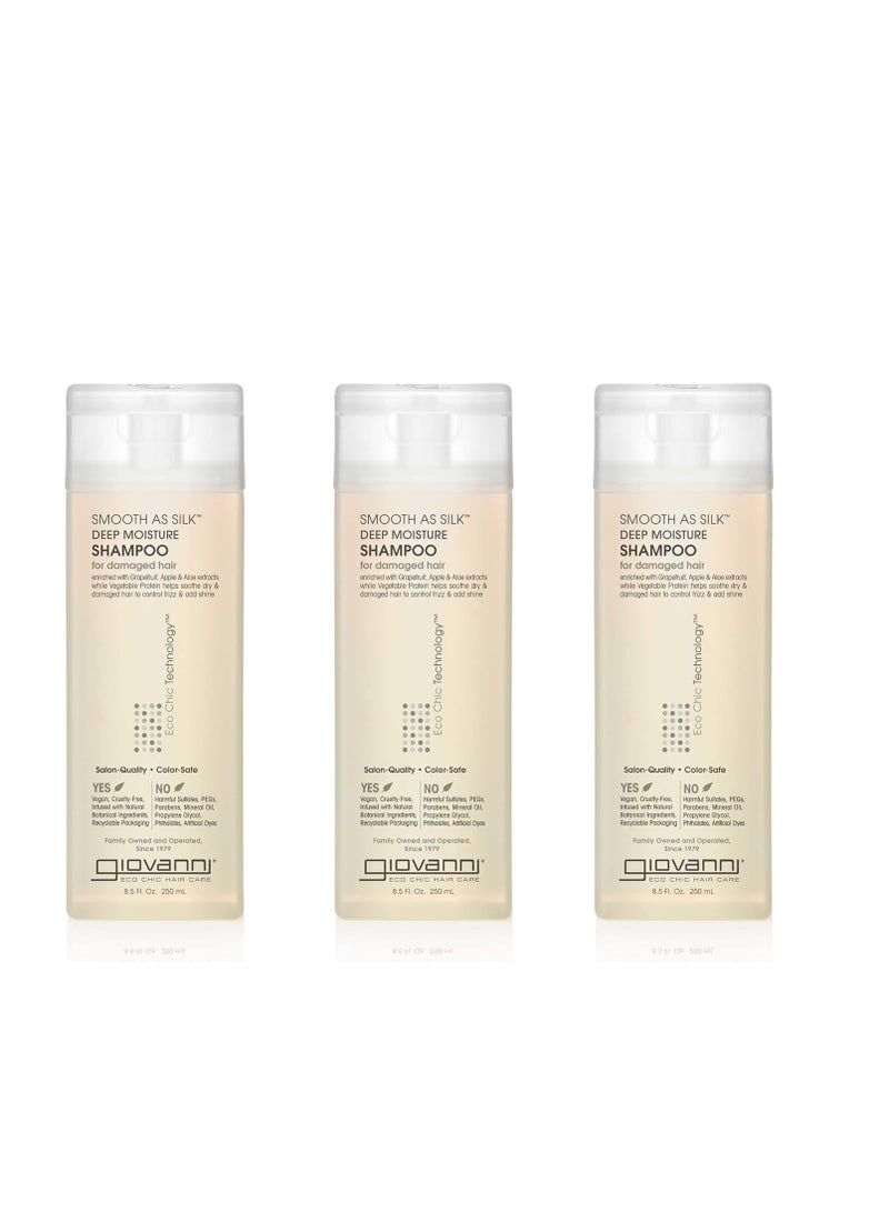 Giovanni GIOVANNI Eco Chic Smooth as Silk Deep Moisture Shampoo - Apple + Aloe Extracts, Calms Frizz, Detangles, Wash & Go, Lauryl & Laureth Sulfate Free, Paraben Free, Color Safe - 8.5 oz (Pack of 3)  - Image 5