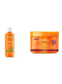 Cantu Cantu Coconut Curling Cream 12 oz & Hydrating Conditioner 13.5 fl oz Bundle for Natural Curls & Coils 13.5 Fluid Ounces, 12 Fluid Ounces  - Image 1
