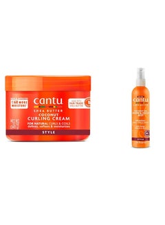 Cantu Cantu Coconut Curling Cream 12 oz & Coconut Oil Shine Mist 8 fl oz Bundle for Natural Hair 12 oz and 8 fl oz  - Image 1