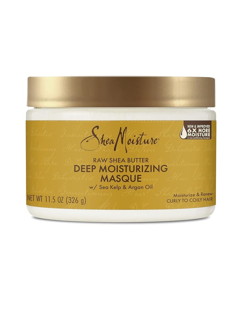 SheaMoisture Shea Moisture Deep Treatment Hair Mask to Promote Healthy Hair Growth, Raw Shea Butter with Sea Kelp & Argan Oil, Curly Hair Products, Family Size, 16 Oz