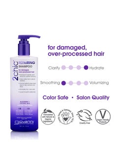 Giovanni GIOVANNI 2chic Ultra-Repairing Shampoo - For Damaged, Over-Processed Hair, Helps Restore Hair's Natural Elasticity, Blackberry & Coconut Oil, Argan, Shea Butter, Color Safe - 24 oz  - Image 2