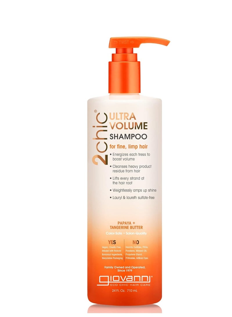 Giovanni GIOVANNI 2chic Ultra-Volume Shampoo - Daily Volumizing Formula with Papaya & Tangerine Butter, Promotes Weightless Control for Fine Limp Thin Hair, No Parabens, Color Safe - 24 oz  - Image 1