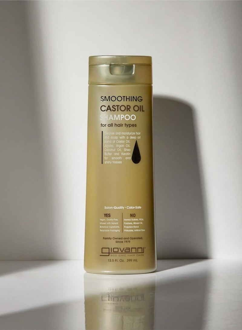 Giovanni GIOVANNI Smoothing Castor Oil Shampoo – All Hair Types, Moisturize Hair & Scalp, Hydrate & Tame Frizz, Jojoba, Argan Oil, Coconut Oil, Shea Butter, Keratin - 13.5 oz  - Image 2