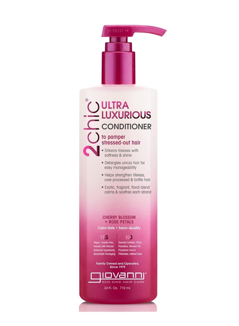 Giovanni 2chic Ultra-Luxurious Conditioner - Calms & Smooths Curly & Wavy Hair, Silkens Tresses, Strengthens Overprocessed Hair, Helps Detangle, Color Safe, Cherry Blossom & Rose Petals 24 fl oz  - Image 1