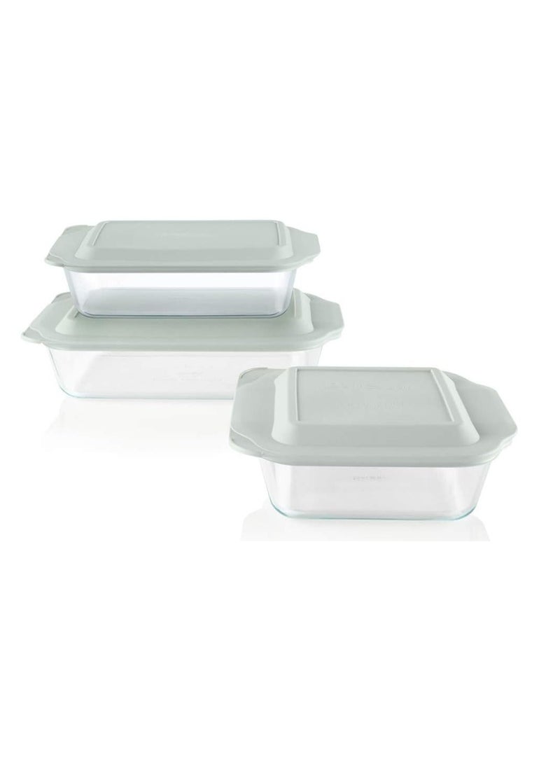 PYREX Deep3-Pack Glass Baking Dish Set (9"x13", 7"x11", 8"x8") With BPA-Free Lids, Rectangular Glass Bakeware, Dishwasher, Microwave, Freezer & Pre-Heated Oven Safe Clear - Image 1