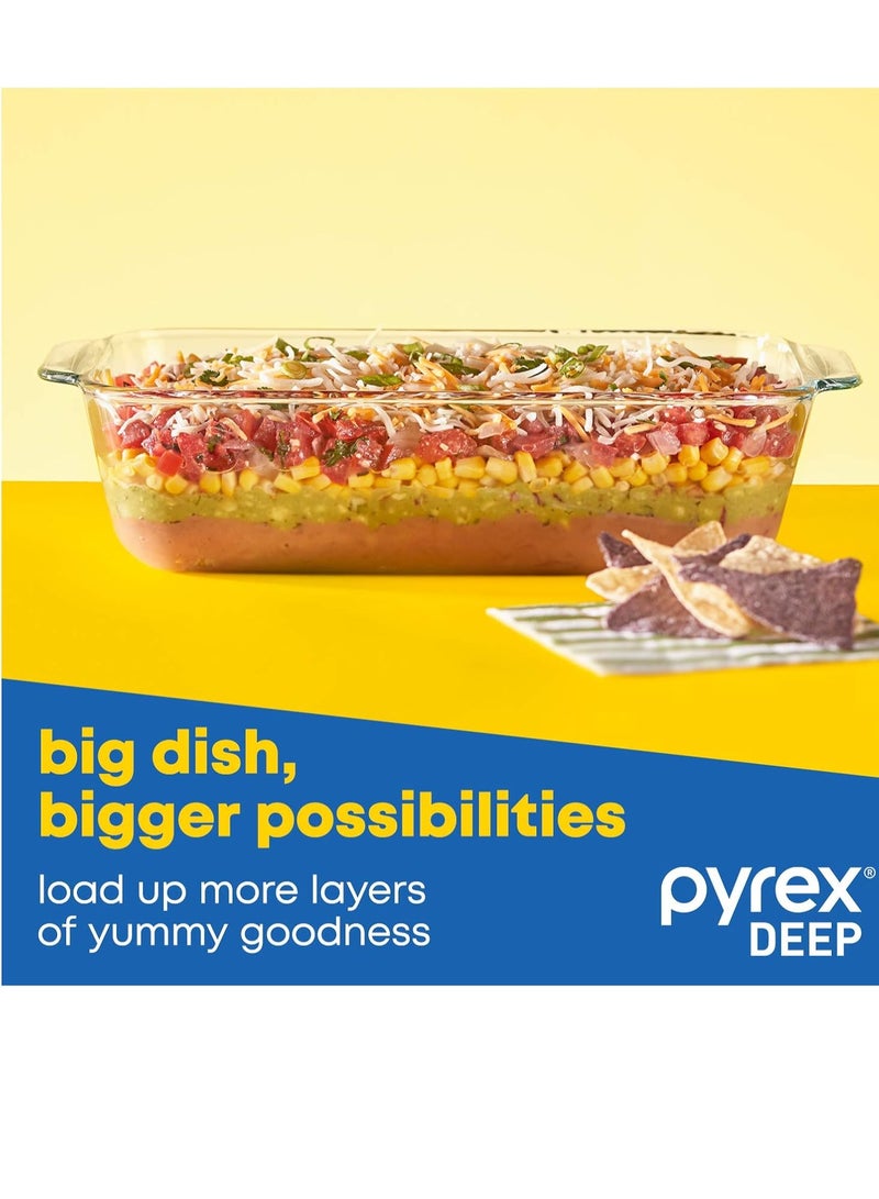 PYREX Deep3-Pack Glass Baking Dish Set (9"x13", 7"x11", 8"x8") With BPA-Free Lids, Rectangular Glass Bakeware, Dishwasher, Microwave, Freezer & Pre-Heated Oven Safe Clear - Image 3