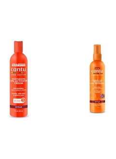 Cantu Moisturizing Curl Activator Cream 12 fl oz & Comeback Curl Revitalizer Mist Bundle for Natural Hair 12 fl oz (Pack of 2)  - Image 1