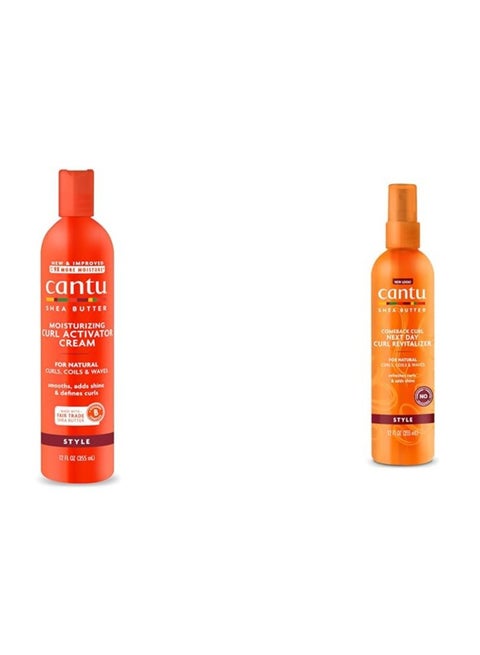 Moisturizing Curl Activator Cream 12 fl oz & Comeback Curl Revitalizer Mist Bundle for Natural Hair 12 fl oz (Pack of 2)
