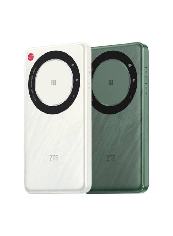 ZTE U30 Air 5G Portable WiFi Router, Dual Network, Up to 650Mbps, NFC One-Touch Connect , 4500mAh Battery, Global Unlocked,White/ Green  - Image 1