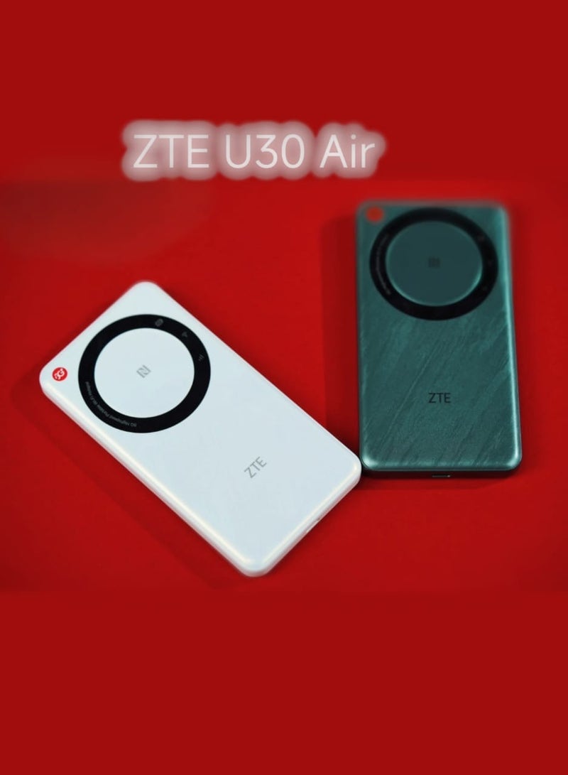 ZTE - U30 Air 5G Portable WiFi Router, Dual Network, Up to 650Mbps, NFC One-Touch Connect , 4500mAh Battery, Global Unlocked,White/ Green - Image 1