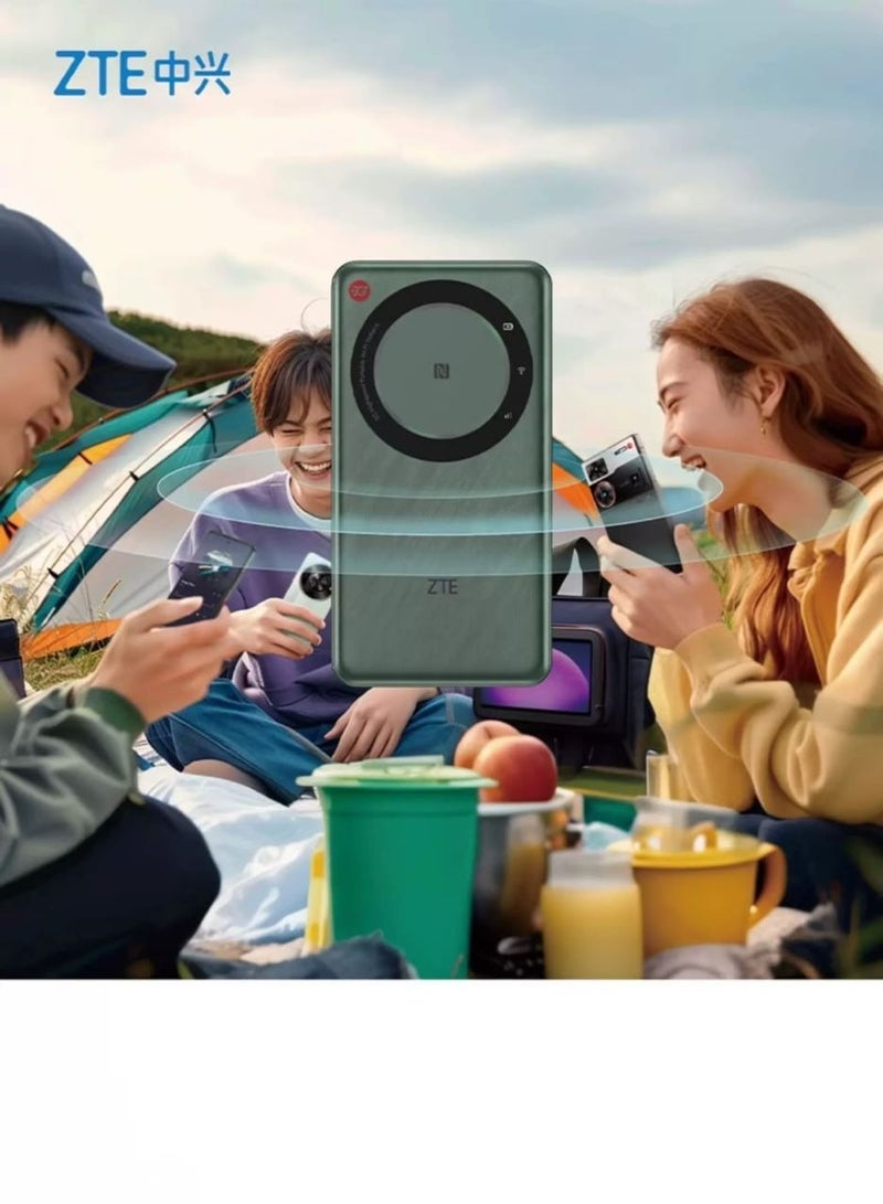 ZTE - U30 Air 5G Portable WiFi Router, Dual Network, Up to 650Mbps, NFC One-Touch Connect , 4500mAh Battery, Global Unlocked,White/ Green - Image 1