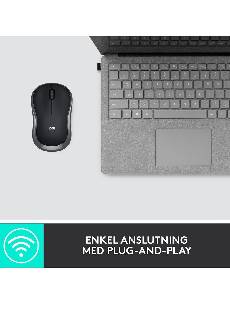 Logitech - M185 2.4GHz Wireless Mouse with USB Nano Receiver, 12 Month Battery Life, 1000 DPI Optical Tracking, Left and Right Handed Users, Compatible with PC, Mac and Laptop - Black - Image 1