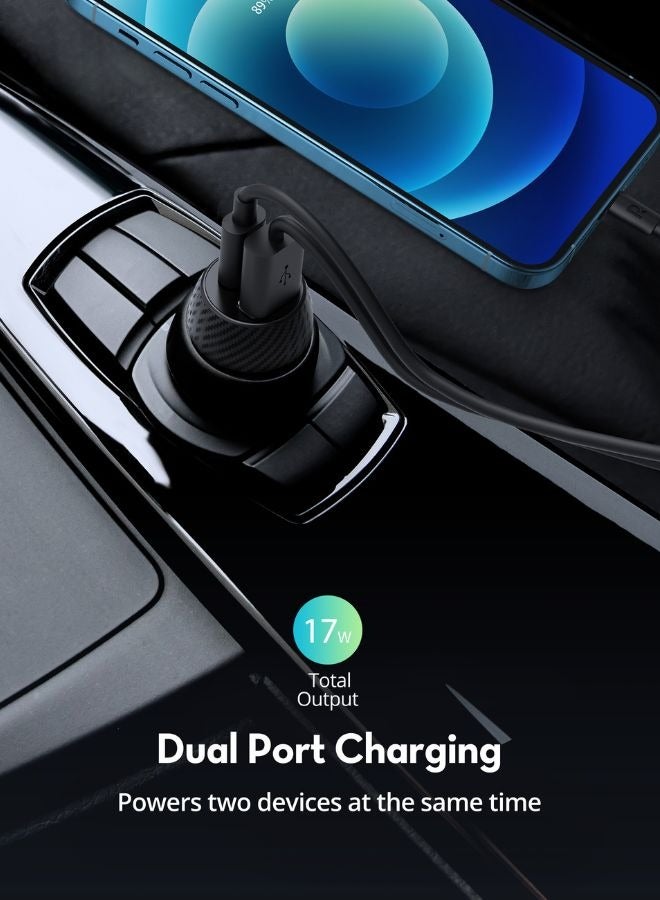 RAVPOWER 20W Dual-Port Car Charger, USB-C PD & USB-A QC, Compact with iSmart Technology, Car Charger for iPhone, Samsung, Laptops & More Black  - Image 3