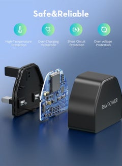 RAVPOWER 20W PD Pioneer USB-C Wall Charger with Type-C to Type-C Cable, Ultra-Compact, Compatible for iPhone, Samsung & Android, PC1032 Black  - Image 4