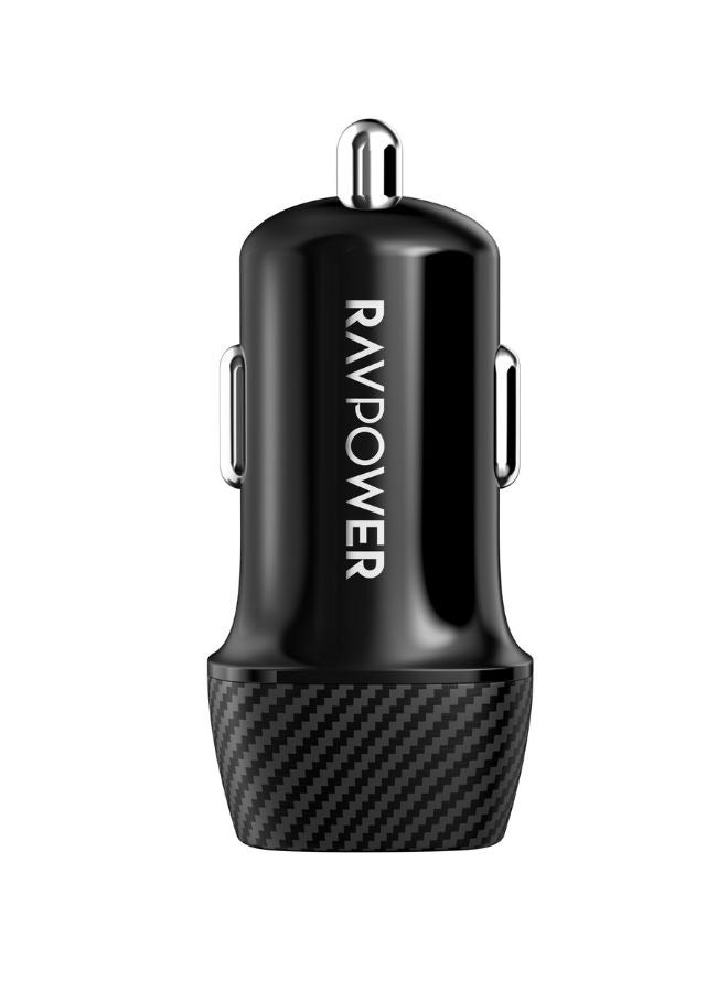 RAVPOWER 20W USB-C Car Charger, PD Type-C Car Adapter for iPhone, Samsung Galaxy, Huawei & More, Compact with iSmart Technology Black - Image 2